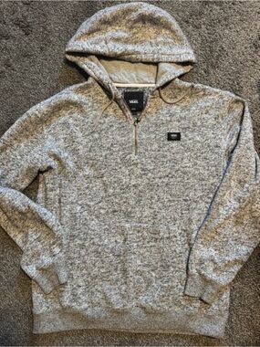 Vans Men’s Heather Gray Half-Zip Hooded Sweater